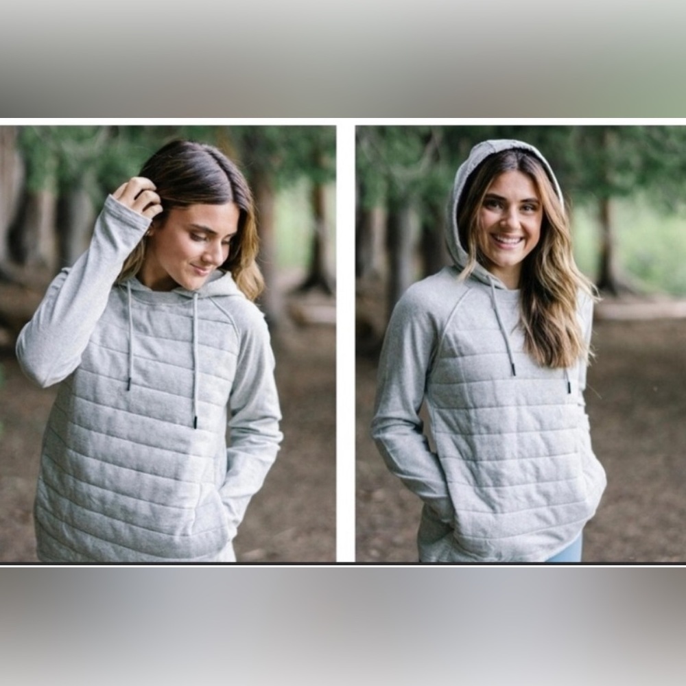 ZYIA‎ Athletic Combo Quilted Hoodie Gray szM